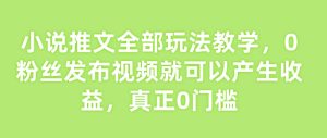 小说推文所有游戏玩法课堂教学,0粉丝们发作品就能产生收益,真真正正0门坎-创业资源网