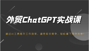 出口外贸ChatGPT实战演练课,根据AI专用工具提高工作效率,防止恶性竞争,轻松拿下国外股票大单!-创业资源网