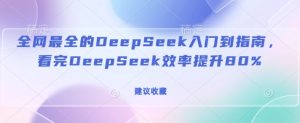 更新最快的DeepSeek入门到手册,看了DeepSeek效率提高80%(建议收藏)-创业资源网