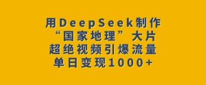 用DeepSeek制作“国家地理”大片,超绝视频引爆流量,单日变现多张-创业资源网