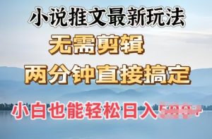 抖推猫全新游戏玩法，新手也可以月入5k，小说推文不用视频剪辑，立即代发货，2min立即解决-创业资源网