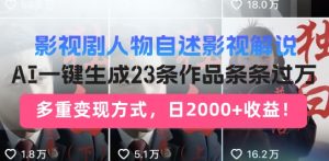 影视作品角色自叙讲解新模式，AI暴力行为养号新姿势，23条著作一条条破万，全自动跑通转现闭环控制-创业资源网