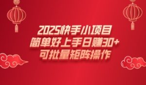 2025快手小新项目,简易好上手日入30 ,可大批量引流矩阵实际操作-创业资源网