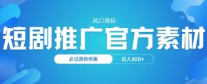 蓝海项目,短剧剧本营销推广,官方网网络资源,必过原创设计视频剪辑,日入3张-创业资源网