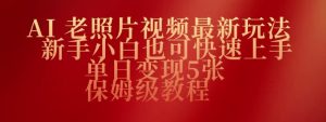 AI老图片视频全新游戏玩法,新手入门也可以快速入门,单日转现5张,家庭保姆级实例教程-创业资源网