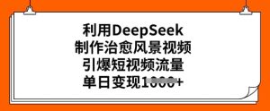 运用DeepSeek制做痊愈美景视频，点爆自媒体流量，单日转现好几张-创业资源网
