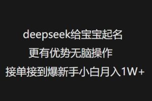 deepseek给宝宝起名字更具优势没脑子实际操作接单子收到爆新手入门月入1W-创业资源网