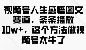 微信视频号人生的感悟图文并茂跑道,一条条播放视频10w ,用这种方法做微信视频号太厉害了-创业资源网