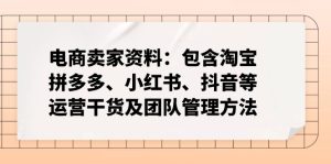 跨境电商卖家材料：包括淘宝网、拼多多平台、小红书的、快手等经营干货知识及团队协作方式-创业资源网