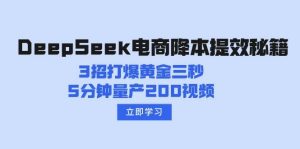 DeepSeek电子商务降本提效秘笈:3招打穿黄金三秒,5min批量生产200短视频-创业资源网