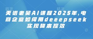 天诺老胡AI课程内容2025年，电子商务企业怎样用deeepseek完成降本提效-创业资源网