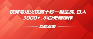 微信视频号爆火视频十秒一键生成,日入3000 ,新手没脑子实际操作-创业资源网