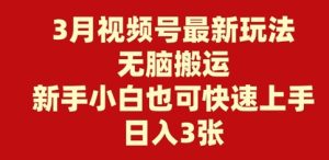 3月微信视频号全新游戏玩法,没脑子运送,新手入门也可以快速入门,日入3张-创业资源网