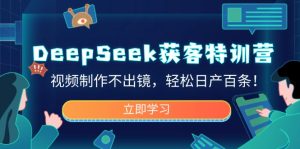 DeepSeek拓客夏令营,视频后期制作不出境,轻轻松松日产百条!-创业资源网
