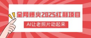 各大网站爆红2025收益新项目，AI让老照片动起来，萌新也可以快速入门-创业资源网