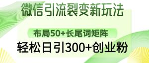微信加粉裂变式新模式：合理布局50 长尾关键词引流矩阵，轻轻松松日引300 自主创业粉-创业资源网
