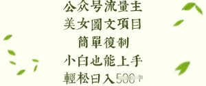 微信流量主长期收益新项目，美女照片简易拷贝，新手也可以入门，轻轻松松日入5张-创业资源网