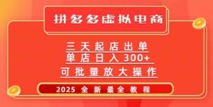 拼多多平台三天出单2025全新实例教程，大批量变大实际操作，月入了W-创业资源网