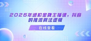 2025年升阶金牌主播课，抖音上的拉流算法逻辑-创业资源网