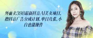 外边卖398最新抖音AI漂亮美女新项目,撸抖音信息流分为方案,单日多张,新手也可以实际操作-创业资源网