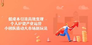 降低成本引流方法高效率转现，本人IP财产化运营，小团体撬起市场新模式-创业资源网