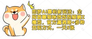 即梦AI爆利新模式:各大网站首曝猫猫做饭视频躺Z实体模型,官方网系统漏洞期 多种多样变现模式,一天5张-创业资源网