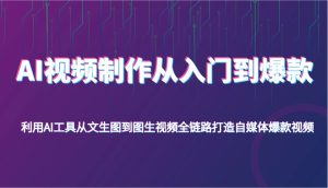 AI视频后期制作从入门到爆品,运用AI专用工具从文照片到图生视频,全链路营销打造出自媒体平台爆款短视频-创业资源网