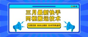 三月全新快手同框运送技术性,不用剪辑 一条条出爆品 苹果安卓系统通用性-创业资源网
