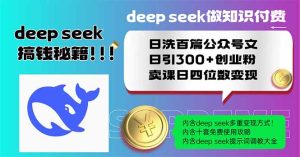 Deep seek做社交电商日洗一百篇公众号文日引300 自主创业粉，购买课程日四位数变...-创业资源网