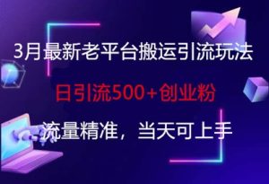 3月全新老平台运送引流方法游戏玩法,日引流方法500 自主创业粉,总流量精确,当日可入门-创业资源网