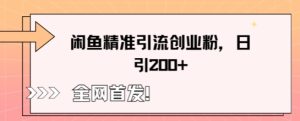 闲鱼平台精准引流方法自主创业粉,轻轻松松日引200-创业资源网