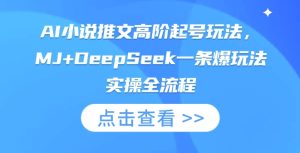 AI小说推文高级养号游戏玩法,MJ DeepSeek一条爆游戏玩法实际操作全过程-创业资源网