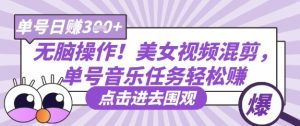 没脑子实际操作!漂亮美女视频混剪,运单号歌曲每日任务轻轻松松日入3张-创业资源网