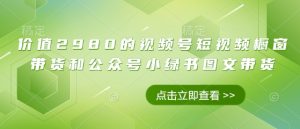价值2980的视频号短视频橱窗带货和公众号小绿书图文带货-创业资源网