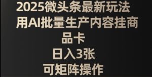 2025头条全新游戏玩法，用AI大批量生产具体内容挂产品卡，日入3张，可引流矩阵实际操作-创业资源网