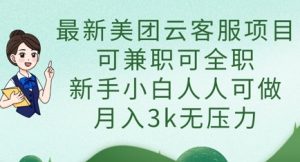 全新美团云在线客服新项目，可做兼职可全职的，新手入门每个人能做，月入3k没压力-创业资源网