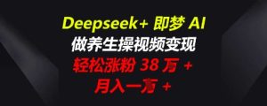 Deepseek 即梦AI，做养生操视频变现，轻轻松松增粉38W ，月入一W-创业资源网