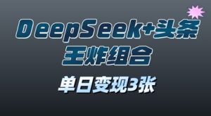 2025年DeepSeek 今日头条王炸组合，单日转现3张-创业资源网
