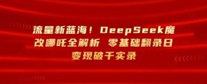 总流量新蓝海,DeepSeek硬改哪咤全面解析,零基础复制光盘日转现破k纪实-创业资源网