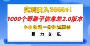 2025抖音视频1000个歪门邪道信息不对称全新游戏玩法，一分钟过原创设计，暴力行为转现月入几k-创业资源网