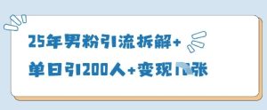 25年粉丝引流方法拆卸 单日引200人 转现好几张-创业资源网