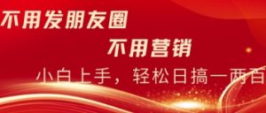 无需发朋友,无需市场销售,无需经常添加好友,每日15min,日入一两百-创业资源网
