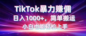 TikTok运送暴力行为赚佣,日入1000 ,简易运送,新手也可以快速上手-创业资源网