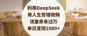 运用DeepSeek用生活哲理短视频,总流量一条条破万,单日转现多张-创业资源网