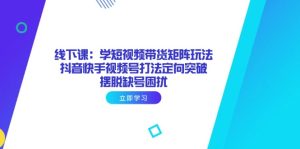 线下课:学短视频带货矩阵玩法 抖音快手视频号打法定向突破,摆脱缺号困扰-创业资源网