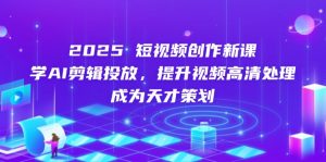 2025短视频创作新课，学AI剪辑投放，提升视频高清处理，成为天才策划-创业资源网