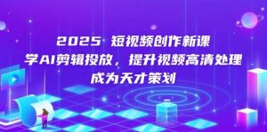 2025短视频创作新课,学AI剪辑投放,提升视频高清处理,成为天才策划-创业资源网
