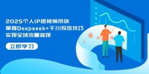 2025本人IP短视频卖货,把握Deepseek 巨量千川投流方法,完成全域流量转现-创业资源网