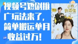 微信视频号短剧剧本营销推广全新游戏玩法，简易运送单月盈利过W，新手也可以快速上手-创业资源网