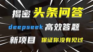 头条问答,刚出的新玩法!保证你没见过!用DeepSeek去高效答题,一个账…-创业资源网